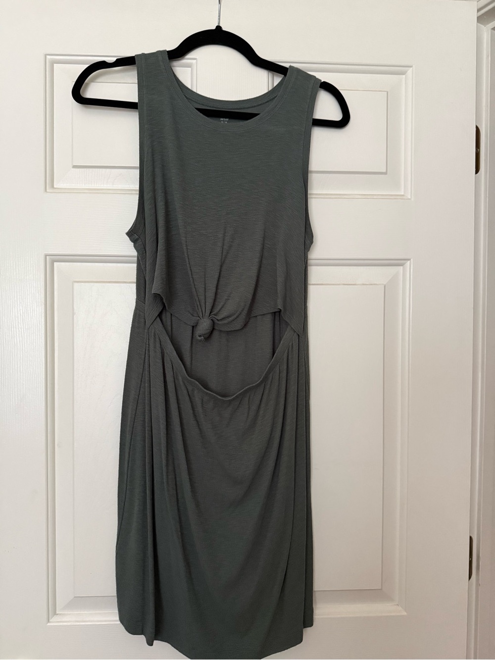Aerie Sleeveless Knot-Front Dress in Olive Green